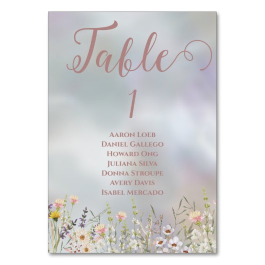 Rustieke Wildflower Boho Garden Trouwtafel Kaart (Voorkant)