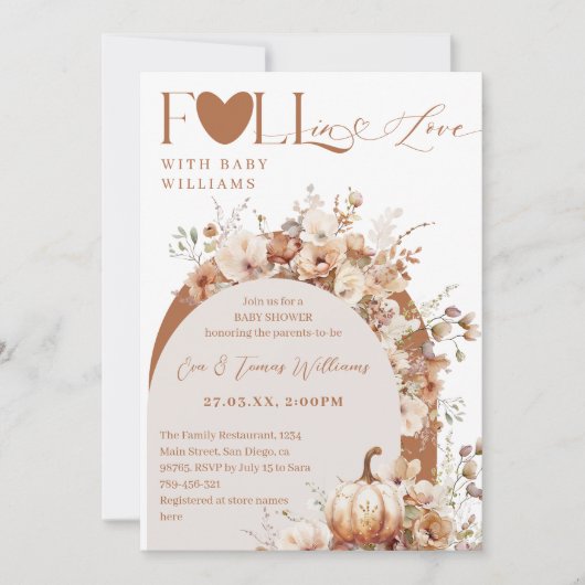 Rustieke WildFlower Boho Herfst Baby Girl Shower Kaart (Voorkant)