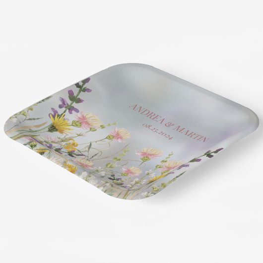 Rustieke Wildflower Boho Tuin Bruiloft Papieren Bordje (Gebogen)