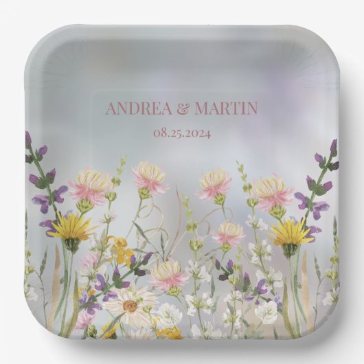 Rustieke Wildflower Boho Tuin Bruiloft Papieren Bordje (Voorkant)