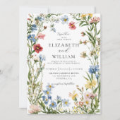 Rustieke Wildflower Boho Waterverf bruiloft Kaart (Voorkant)