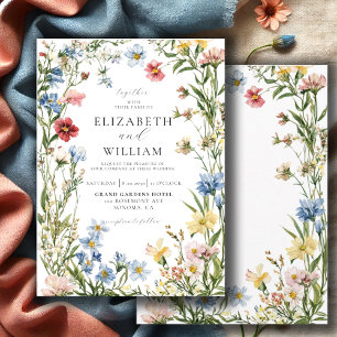 Rustieke Wildflower Boho Waterverf bruiloft Kaart
