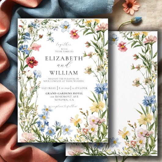 Rustieke Wildflower Boho Waterverf bruiloft Kaart