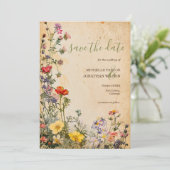  rustieke Wildflower Botanical Save the Date Kaart (Staand voorkant)