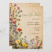  rustieke Wildflower Botanical Save the Date Kaart (Voorkant / Achterkant)