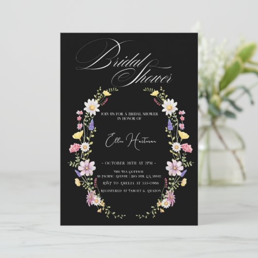 Rustieke Wildflower Bridal Bash Kaart (Staand voorkant)