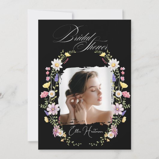 Rustieke Wildflower Bridal Bash Kaart (Achterkant)