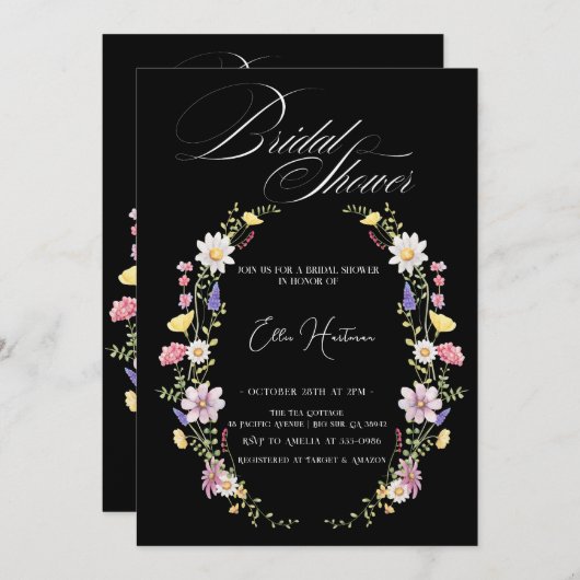 Rustieke Wildflower Bridal Bash Kaart (Voorkant / Achterkant)