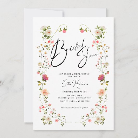 Rustieke Wildflower Bridal Bash Kaart (Voorkant)