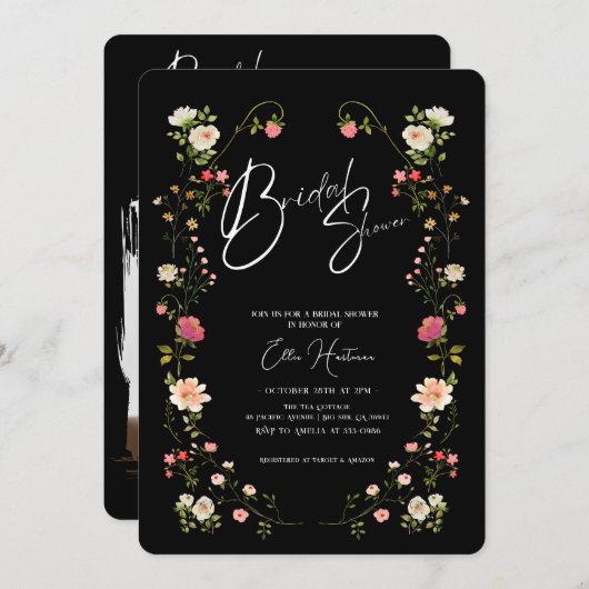 Rustieke Wildflower Bridal Bash Kaart (Voorkant / Achterkant)