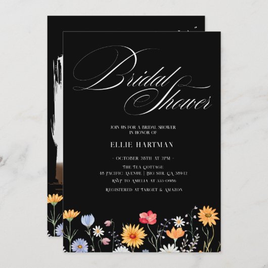 Rustieke Wildflower Bridal Bash Kaart (Voorkant / Achterkant)