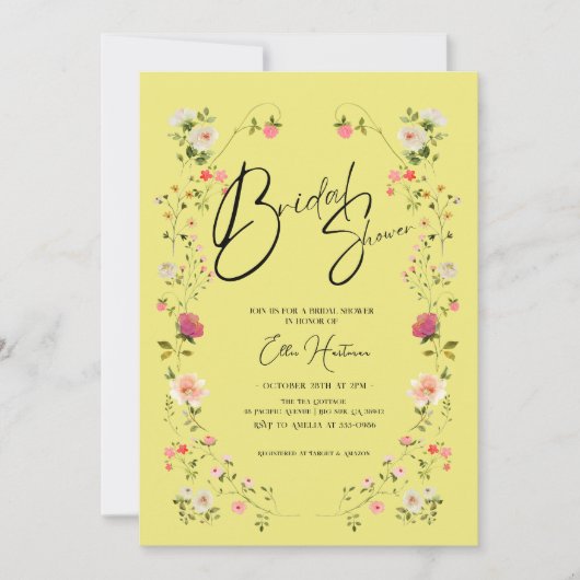 Rustieke Wildflower Bridal Bash Kaart (Voorkant)