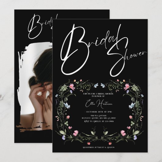 Rustieke Wildflower Bridal Bash Kaart (Voorkant / Achterkant)