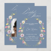 Rustieke Wildflower Bridal Bash Kaart (Voorkant / Achterkant)