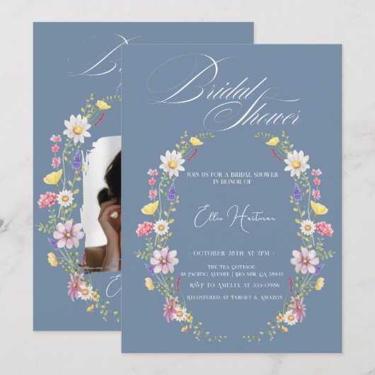 Rustieke Wildflower Bridal Bash Kaart (Voorkant / Achterkant)