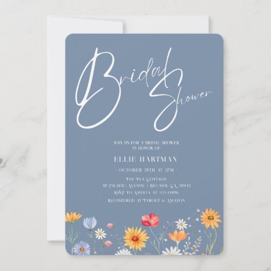 Rustieke Wildflower Bridal Bash Kaart (Voorkant)