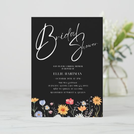 Rustieke Wildflower Bridal Bash Kaart (Staand voorkant)