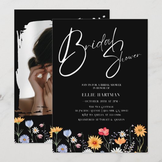 Rustieke Wildflower Bridal Bash Kaart (Voorkant / Achterkant)