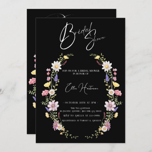 Rustieke Wildflower Bridal Bash Kaart (Voorkant / Achterkant)