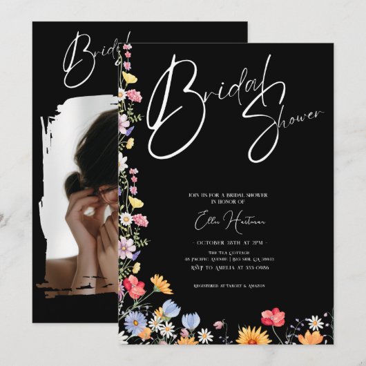 Rustieke Wildflower Bridal Bash Kaart (Voorkant / Achterkant)