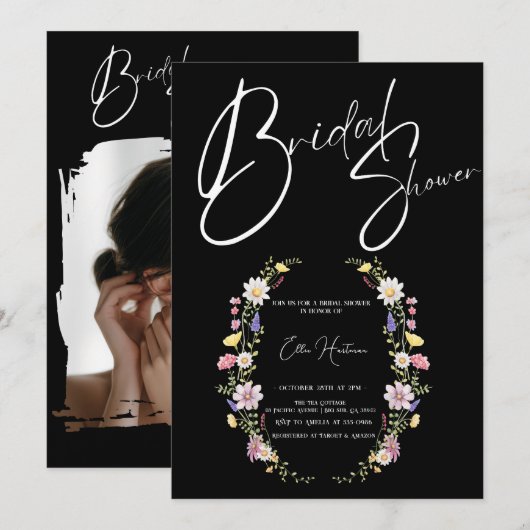 Rustieke Wildflower Bridal Bash Kaart (Voorkant / Achterkant)