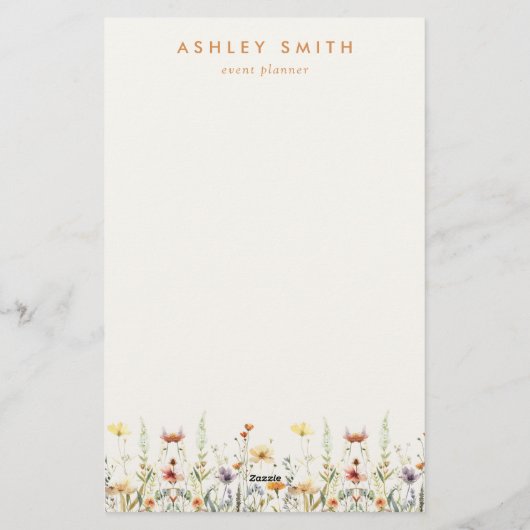 Rustieke Wildflower Briefpapier (Achterkant)