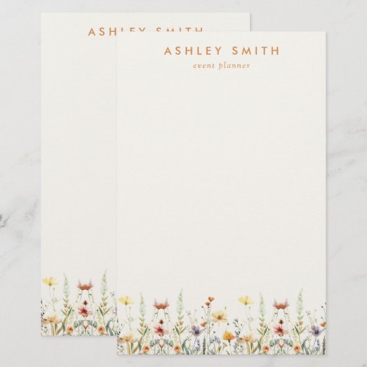 Rustieke Wildflower Briefpapier (Voorkant / Achterkant)