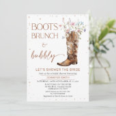 Rustieke Wildflower Brown Boots Vrijgezellenfeest Kaart (Staand voorkant)