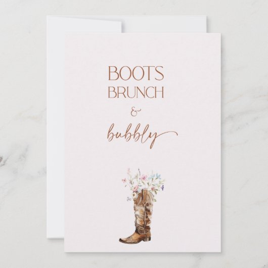 Rustieke Wildflower Brown Boots Vrijgezellenfeest Kaart (Achterkant)
