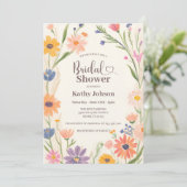 Rustieke Wildflower Bruids Douche Uitnodiging (Staand voorkant)