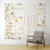 Rustieke Wildflower bruiloft achtergrond Wandkleed (In Situ (horizontaal))