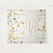 Rustieke Wildflower bruiloft achtergrond Wandkleed (Voorkant (horizontaal))