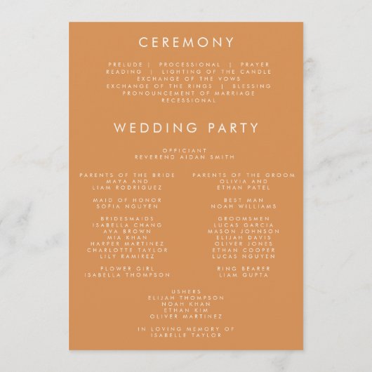 Rustieke Wildflower bruiloft ceremonie Programmakaart (Achterkant)