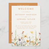 Rustieke Wildflower bruiloft ceremonie Programmakaart (Voorkant / Achterkant)