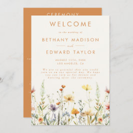 Rustieke Wildflower bruiloft ceremonie Programmakaart