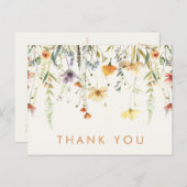 Rustieke Wildflower bruiloft dank u Briefkaart (Voorkant / Achterkant)
