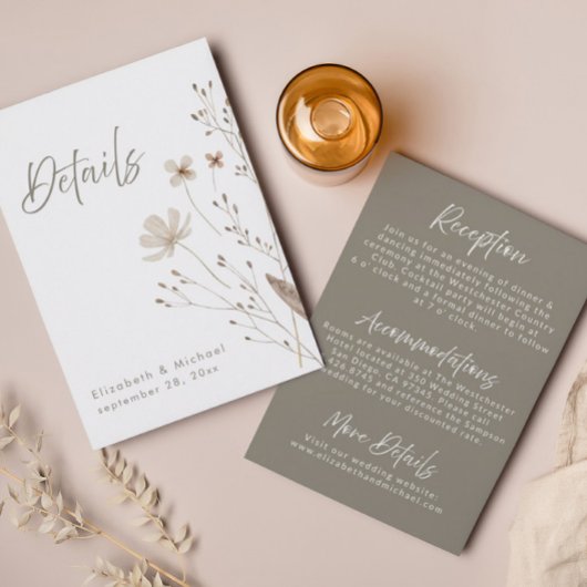 Rustieke Wildflower bruiloft Details Behuizing Kaa Kaart