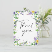 Rustieke Wildflower bruiloft foto dank u Bedankkaart (Staand voorkant)