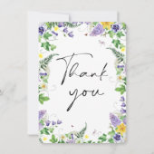 Rustieke Wildflower bruiloft foto dank u Bedankkaart (Voorkant)