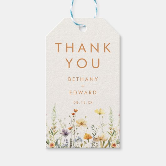 Rustieke Wildflower bruiloft gunst Cadeaulabel (Voorkant)