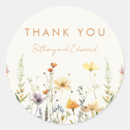 Rustieke Wildflower bruiloft gunst dank u Ronde Sticker