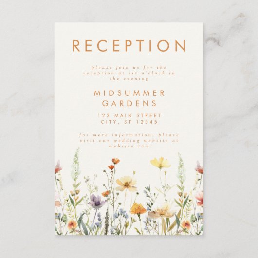 Rustieke Wildflower bruiloft receptie Informatiekaartje (Voorkant)