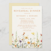 Rustieke Wildflower bruiloft repetitie diner Kaart (Voorkant / Achterkant)