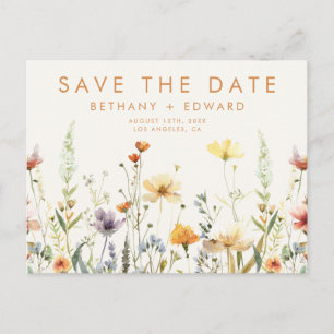 Rustieke Wildflower bruiloft Save the Date Briefka Uitnodiging Briefkaart