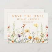 Rustieke Wildflower bruiloft Save the Date Briefka Uitnodiging Briefkaart (Voorkant / Achterkant)