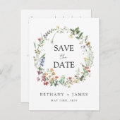 Rustieke Wildflower bruiloft Save the Date Briefka Uitnodiging Briefkaart (Voorkant / Achterkant)