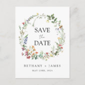 Rustieke Wildflower bruiloft Save the Date Briefka Uitnodiging Briefkaart (Voorkant)