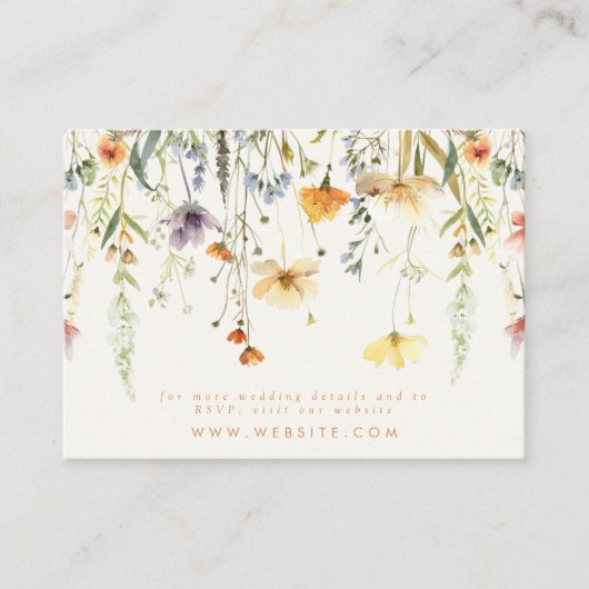 Rustieke Wildflower bruiloft website Informatiekaartje (Voorkant)