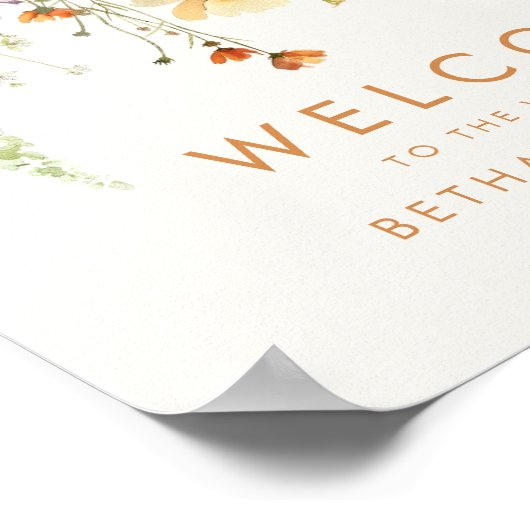 Rustieke Wildflower bruiloft Welkom Poster (Hoek)