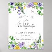 Rustieke Wildflower bruiloft Welkom Poster (Voorkant)